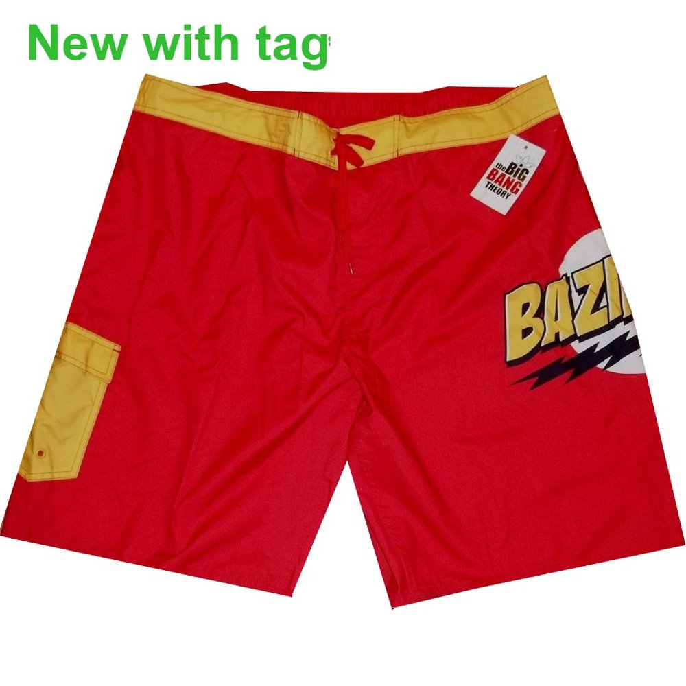 The Big Bang Theory BAZINGA board shorts TV vintage new Mens XL swim trunks